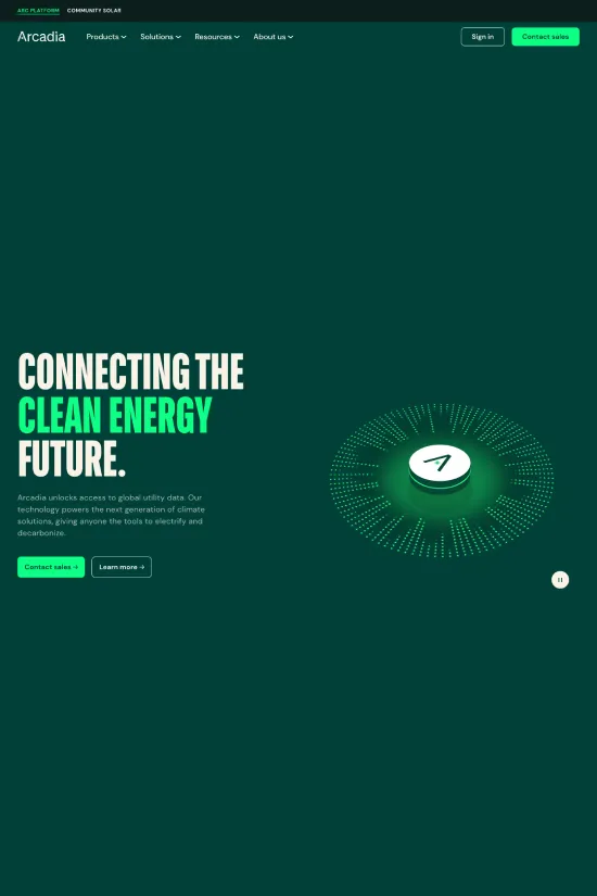 Featuring a compelling palette that includes a vibrant shade of green and a stark contrast of black and white, Arcadia's website exudes a fresh and modern vibe that's both eye-catching and professional. The use of Sans-serif typography throughout the site enhances readability and offers a contemporary feel, aligning perfectly with the cutting-edge technology solutions the company provides in the energy sector. This website effectively utilizes white space to create a clean and uncluttered design that allows visitors to focus on the essential elements without distractions. The strong graphical elements and dynamic visuals suggest innovation and forward-thinking, which are key to the company's brand identity. The layout is undeniably responsive, ensuring a seamless user experience across various devices. Overall, the website strikes a balance between functionality and aesthetic appeal, reflecting Arcadia's commitment to building next-level energy products and climate solutions.
