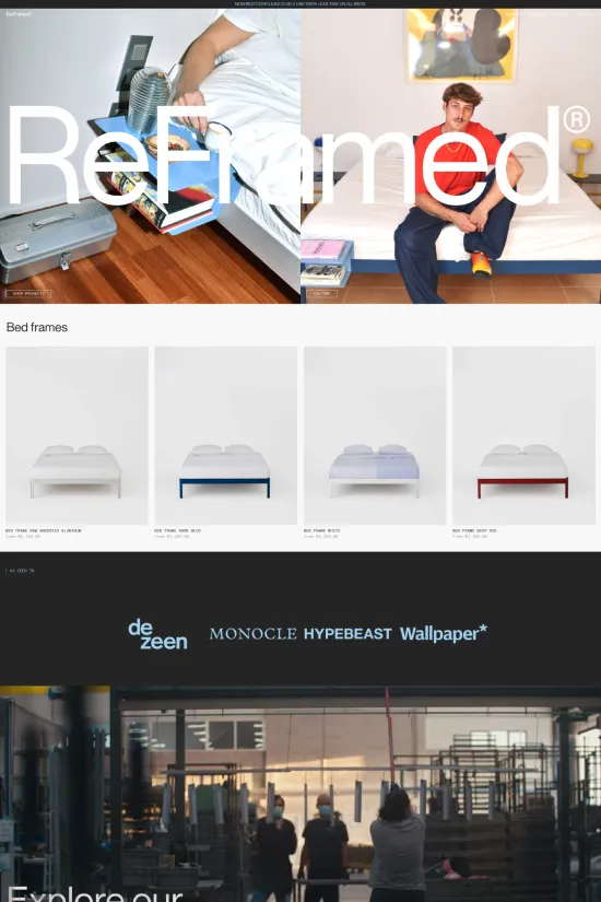 The website for ReFramed showcases a modern and minimalist aesthetic that captures the essence of contemporary home decor. With a clean, white background (#ffffff) that allows the vibrant primary color accents of red (#e63946) and navy blue (#1d3557) to stand out, the site exudes a sense of freshness and elegance. Typography is purposefully simple and readable, employing a sans-serif font that complements the site's modern design style. Each section of the site is thoughtfully organized, offering a seamless user experience that highlights the brand's unique bed frame offerings and community stories. Large, high-quality images are featured throughout, illustrating the brand's products in action and emphasizing their commitment to community and quality craftsmanship. The overall design speaks to a target audience that values both style and substance, promising a furniture shopping experience that's as simple as the assembly of their products.