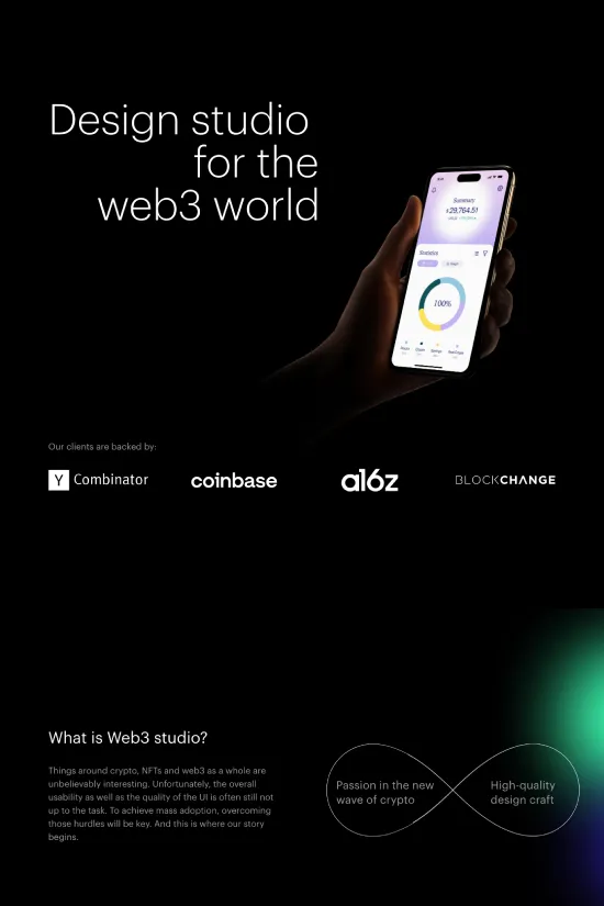 Third Web Studio is a masterclass in modern web design, perfectly tailored for the cutting-edge web3 world. It exhibits a sophisticated black backdrop that allows the vibrant splashes of neon to pop, bringing life and energy to the user interface. The choice of a sans-serif typography throughout, with its clear and legible characters, speaks to the site's digital-first approach, ensuring excellent legibility and a contemporary aesthetic. The use of gradients and vivid colors, paired with the sleek and minimalistic layout, seamlessly encapsulates the tech-savvy spirit of the industry. This website not only highlights the studio’s proficiency in high-quality design craft but positions it firmly at the intersection of technology and art. Attention to whitespace, bold imagery, and interactive elements indicate a user-centric design philosophy, resonating with audiences looking for clarity and innovation in web3 platforms.
