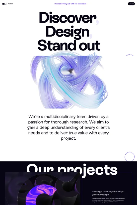 Enter the realm of 10Clouds and its aesthetic sophistication with the interface of this Design-focused website. Encased in a striking color palette that revolves around bold black, pristine white, and vivid purples and greens, the visual experience is nothing short of captivating. Sans-serif typography lends a modern and clean textural overlay, enhancing readability while accentuating the website's forward-thinking ethos. The strategic use of whitespace strikes a balance with the dynamic imagery, making for an engaging user journey. This design not only stands out but also establishes itself firmly in the spaces where creativity and unique expression merge effortlessly. The interplay of immersive project visuals punctuates the design narrative, inviting audiences to gaze into the future of design innovation.